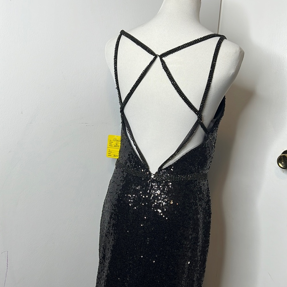 Glow Dress Black Sequin Rhinestone Open Back Prom Formal Homecoming NWT - Picture 10 of 17
